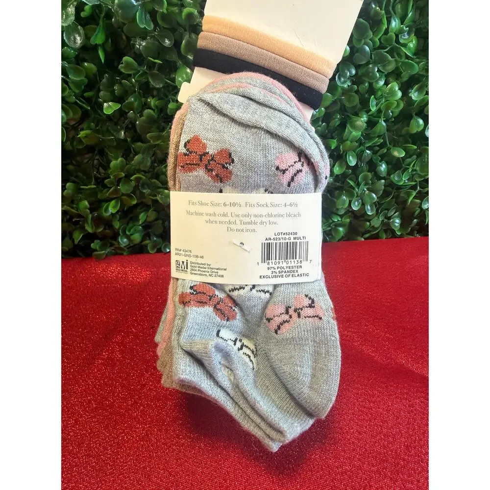 Alexa Rose Girls No Show Socks 10 Pack Matching Hair Ties Pastel Pink Cream 6-10